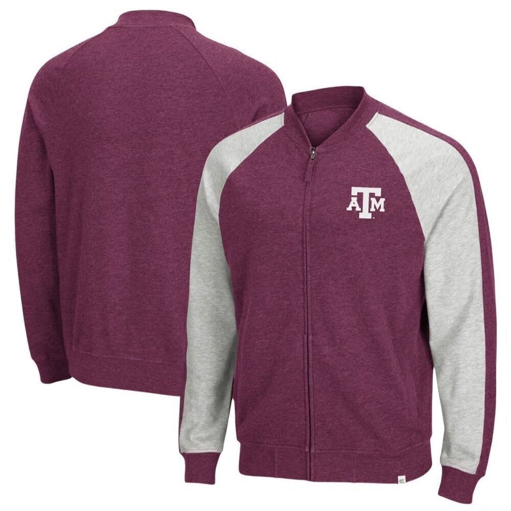 Mens Colosseum Maroon Texas A&M Aggies Do It With Style Raglan Full-Zip Jacket L